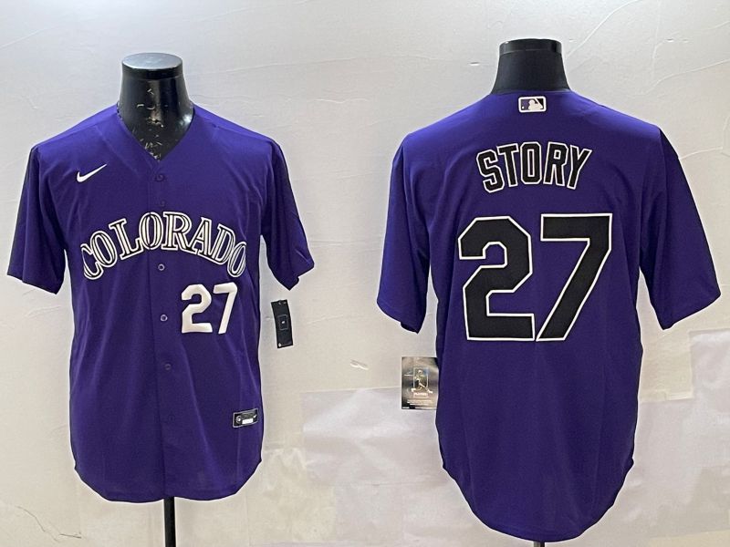 Men Colorado Rockies #27 Story Purple Game 2025 Nike MLB Jersey style 3->colorado rockies->MLB Jersey
